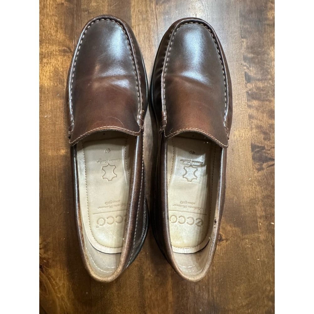 Men's Brown Ecco 590 Driving Moccasin Slip on Loafers Size 40
